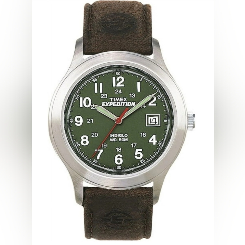 Timex® Expedition® Field Metal Mens Brown Leather Strap Watch T40051WX,  NEW!!